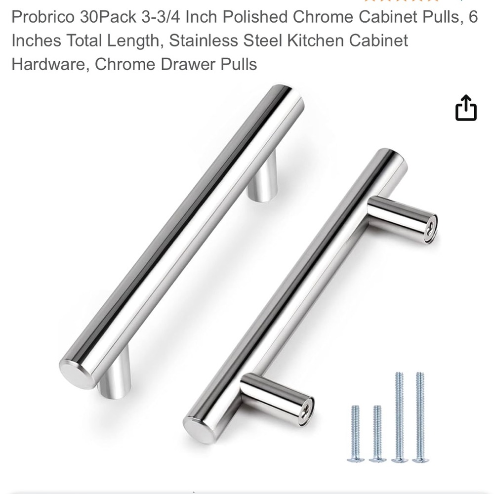10 pack Cabinet Handles - Polished Chrome